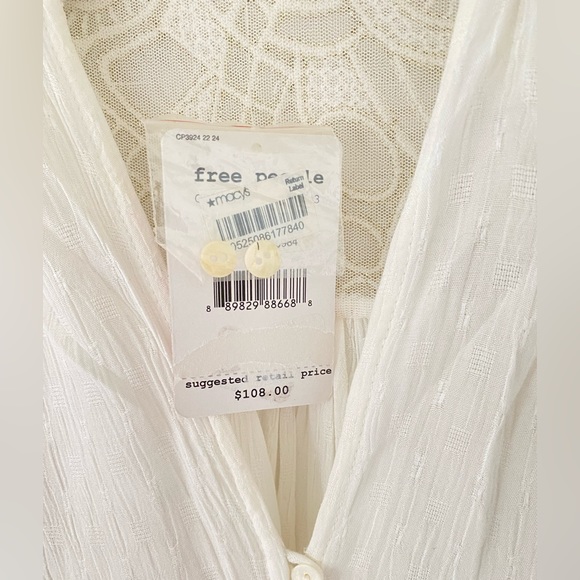Free People Lacey White button down long sleeve Top Size XS NEW - Picture 5 of 6